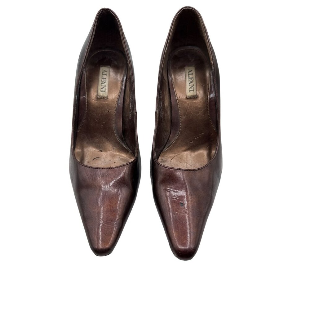 Alfani Size 5.5 Classic Business Casual Synthetic Brown Pointed-Toe Heels